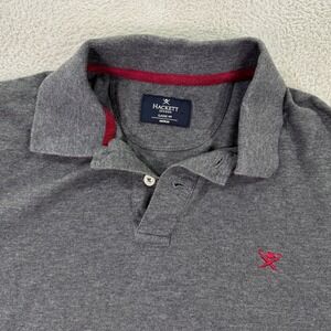 Hackett‎ London Mens Polo Shirt Classic Fit Medium Gray Cotton Short Sleeve EUC